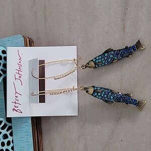 Blue and Gold Fish Earrings